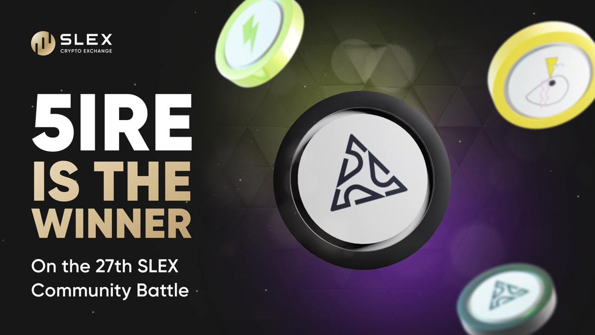 Slex_Exchange's tweet photo. 🥇 Congratulations to @5ireChain! The winner of the 27th round of SLEX Listing Community Battle! The 5ire have claimed their victory 🏆

🌐 We are thrilled to announce that trading for 5IRE/USDT will be started soon. Thanks to everyone who participated and supported this initiative. We deeply appreciate your contributions, attention, and time. The votes have been counted, and the results are truly remarkable!

Total Results:
🔝 16,966 votes!
🔝 Over 11,070 accounts participated!

A major victory for our active community. The greater your Community Power, the more opportunities in crypto.

Want to list your favorite project through the Voting?
Apply for Community Voting here:
https://t.co/klcYW4xFmc