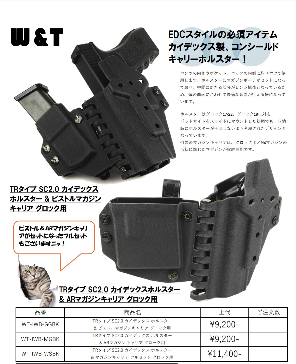24点セット W&T TRタイプ SC2.0 カイデックス ホルスター & ピストル