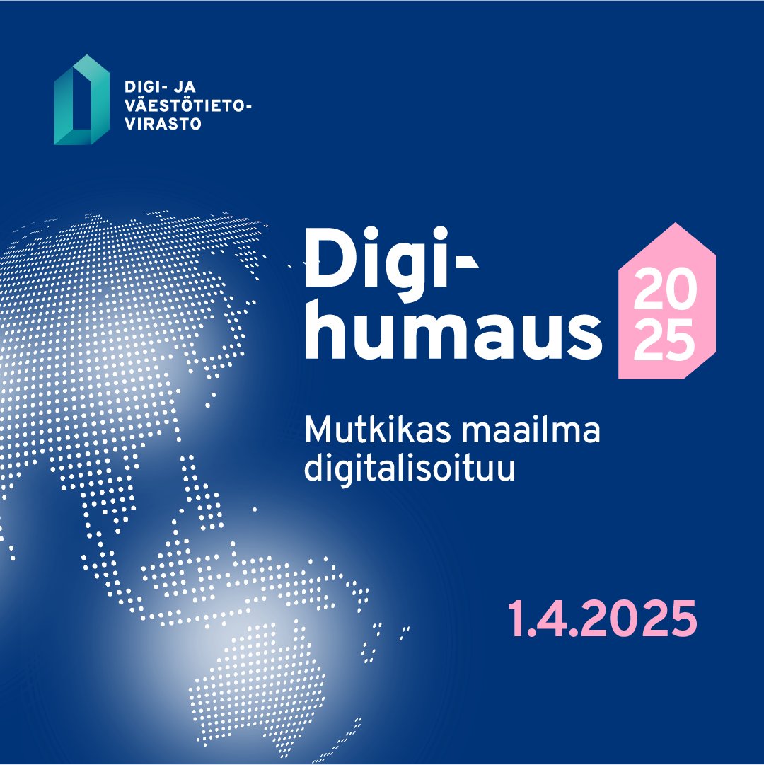 Tervetuloa mukaan digitalisaation ykköstapahtuma Digihumaukseen 1.4.2025! Tilaisuus kokoaa yhteen digitalisaatiosta ja sen edistämisestä kiinnostuneet toimijat ja asiantuntijat. Tänä vuonna teemanamme on ”Mutkikas maailma digitalisoituu”. 

Tutustu ohjelmaan ja ilmoittaudu 👉