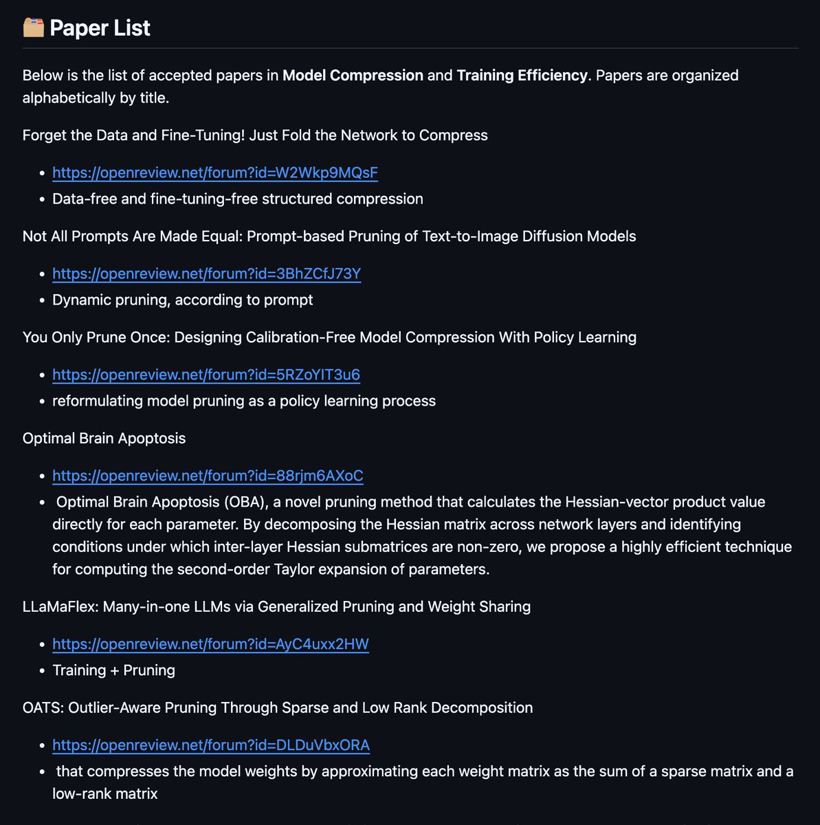 DongWan06935465's tweet image. 📖 I'm exploring ICLR 2025 accepted papers on model compression!
Here’s my curated reading list on Model Compression & Training Efficiency:
github.com/nanguoyu/ICLR2…
Let me know if you have recommendations! 🚀 #ICLR2025 #AI #ModelCompression