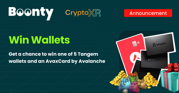 boonty_io's tweet photo. 💳 Win @Tangem  Wallets and an AvaxCard by @avalanche_fr @avax !  

🎁 Get your chance to win 5 Tangem wallets and an AvaxCard at Crypto'XR!

💡 Don’t miss out on these fantastic prizes.

#Boonty #CryptoXR #CryptoWallet #Avalanche #Web3 https://t.co/VcnGgnK2x3