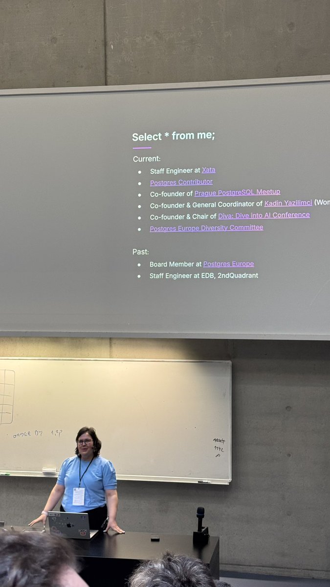 Bilge (@abilgegunduz) on Twitter photo Today, I’m at Prague Postgres Developer Day, and <a href="/apatheticmagpie/">Gülçin Yıldırım Jelínek</a> is on the stage with Anatomy of Table Level Locks in PostgreSQL Today, I’m at Prague Postgres Developer Day, and <a href="/apatheticmagpie/">Gülçin Yıldırım Jelínek</a> is on the stage with Anatomy of Table Level Locks in PostgreSQL