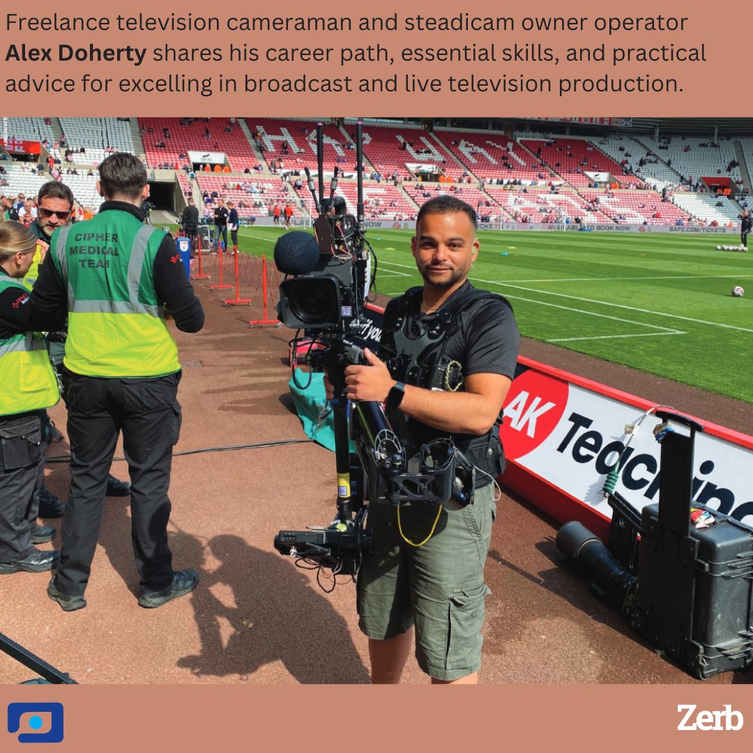 GTC_TV's tweet photo. In Zerb 100 Alex Doherty shares his career path, essential skills, and practical advice for excelling in broadcast and live television production. 

GTC Members can read Zerb 100 digitally through our members log in. 

#gtc_tv #zerb #cameracrew #cameradept #dop #cinematography https://t.co/CMSlKEvYJN