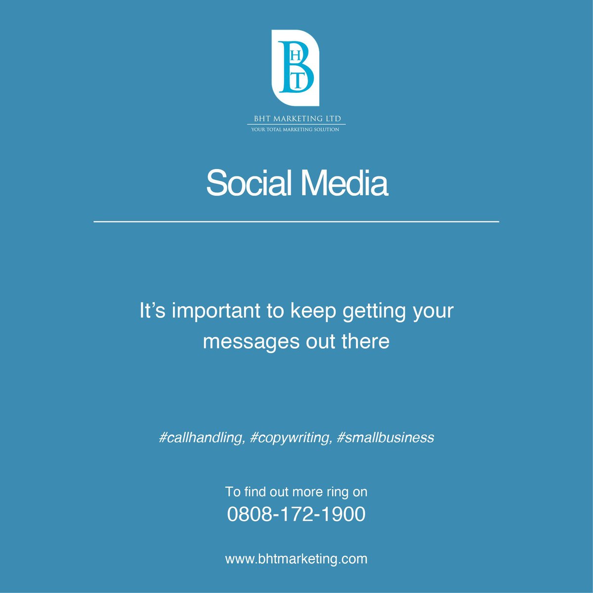 BHTmarketing's tweet photo. Social Media
It’s important to keep getting your messages out there  0808-172-1900. https://t.co/KNtF8LigOE https://t.co/imDpuvJNTl