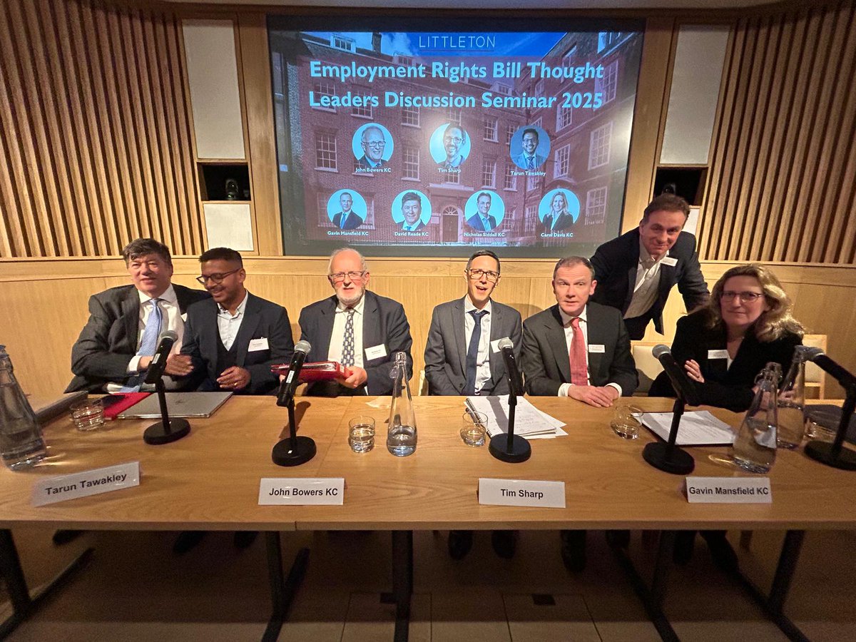 Littleton Chambers (@littletonchmbrs) on Twitter photo Last night we held our very popular Employment Rights Bill Seminar. Chaired by John Bowers KC with contributions from <a href="/cowhoneybourne/">David Reade</a>, <a href="/gavinmansfield/">Gavin Mansfield KC</a>, <a href="/cdavislittleton/">Carol Davis KC</a> and Nicholas Siddall KC, together with special insight from <a href="/tm_sharp/">Tim Sharp</a> and <a href="/TarunTawakley/">Tarun Tawakley</a>
#LittletonChambers Last night we held our very popular Employment Rights Bill Seminar. Chaired by John Bowers KC with contributions from <a href="/cowhoneybourne/">David Reade</a>, <a href="/gavinmansfield/">Gavin Mansfield KC</a>, <a href="/cdavislittleton/">Carol Davis KC</a> and Nicholas Siddall KC, together with special insight from <a href="/tm_sharp/">Tim Sharp</a> and <a href="/TarunTawakley/">Tarun Tawakley</a>
#LittletonChambers