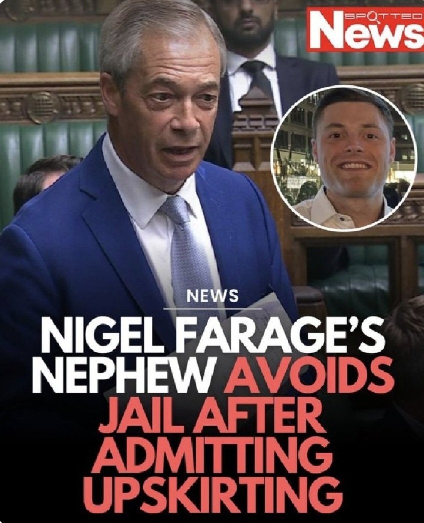 Funny how Farage &amp; the right-wing press suddenly lose their voices when it’s one of their own. If this were Starmer’s nephew, we’d never hear the end of it—Suella Braverman would be foaming at the mouth. 🤡