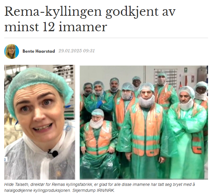 espenteigen's tweet photo. For en parodi. Her er det hentet inn 12 imamer, og brukes enorme beløp på å få halal-sertifisering. Denne islam-kyllingen er nok et knefall for islamiseringen. Det er helt hinsides at vi bare finner oss i denne utviklingen. Jeg kommer ikke til å kjøpe dette tullet. https://t.co/a4KiL2qpSW