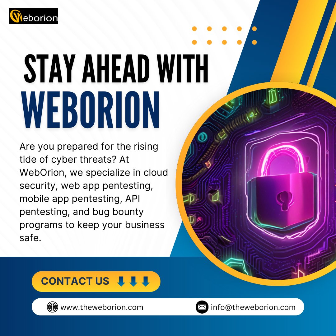 weborion's tweet photo. 🔒 Your security is our priority. ➡️ WebOrion has you covered!
#Cybersecurity #WebOrion #CyberAware #PenTesting #BugBounty https://t.co/9MhdMbCBId