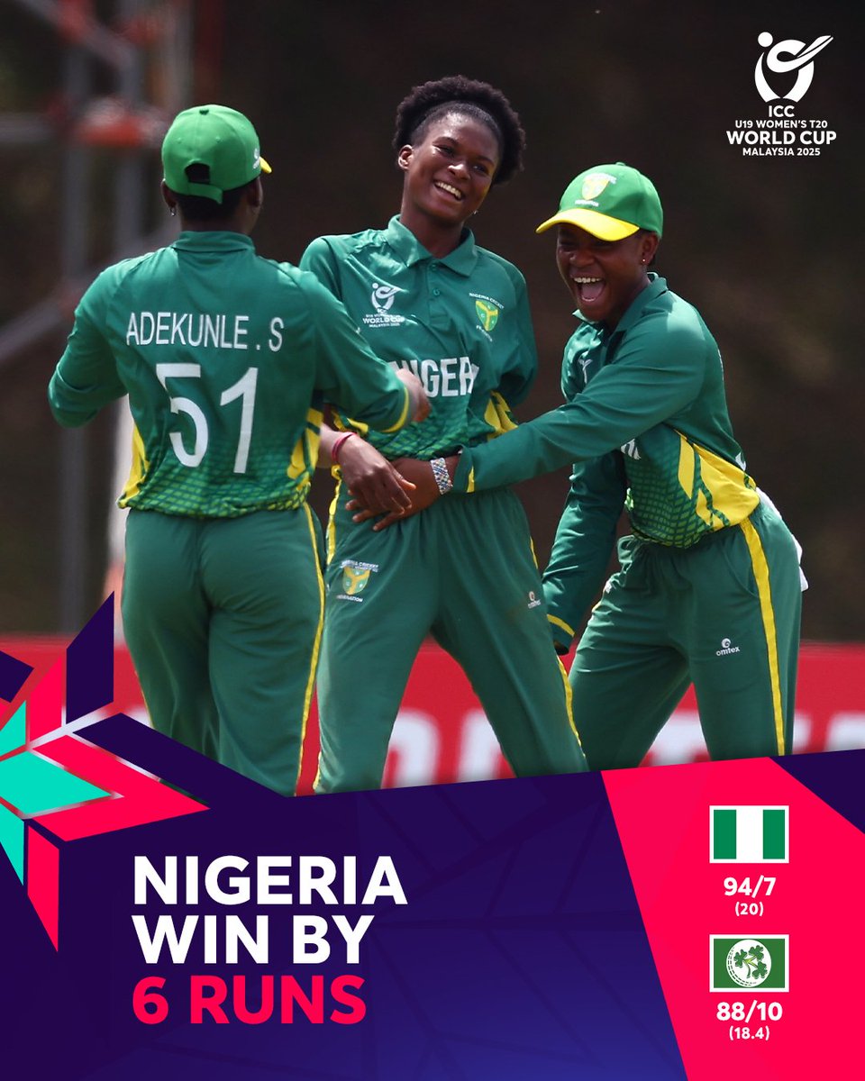 Nigeria script the perfect ending to their #U19WorldCup story, clinching victory against Ireland 🤩 

➡️ icc-cricket.com/tournaments/u1…