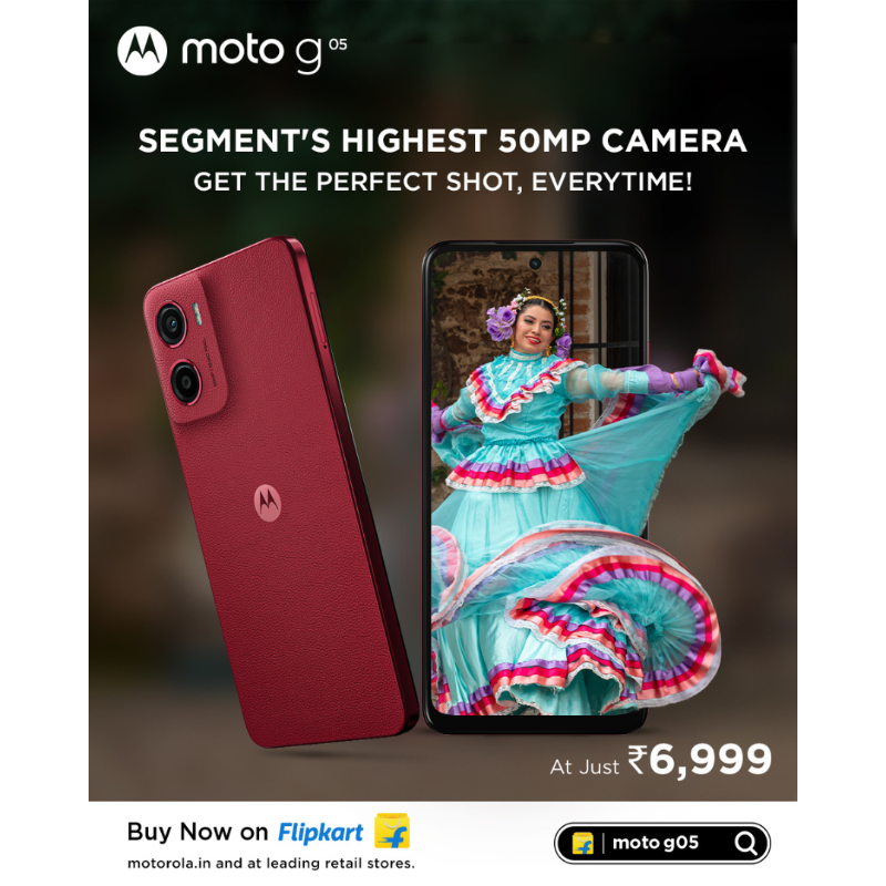 motorolaindia's tweet photo. Capture vibrant photos in any light with moto g05. Its 50MP camera and Quad Pixel technology catch every detail. Record memories with family and friends like never before. Buy now at just ₹6,999 on Flipkart | https://t.co/azcEfy1Wlo | leading retail stores.
#MotoG05 #MastHai