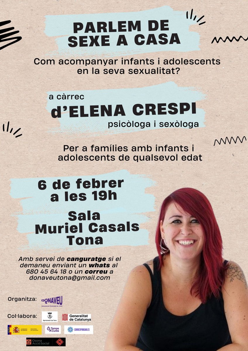 Organitzem una xerrada per a famílies amb infants i joves per entendre com hem d'enfocar la sexualitat  saludable i l'afectivitat amb el nostres fills/es. Crespi, psicòloga i sexòloga ens donarà eines per validar els seus sentiments, per encarar els descobriments sexuals, ...