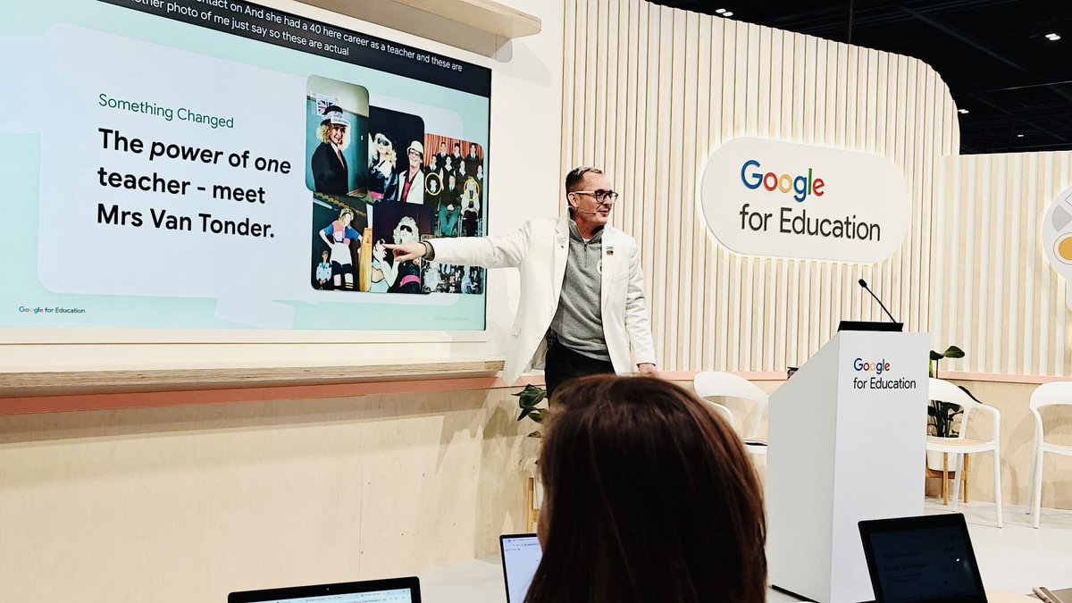 Frankie Cilliers (@frankiecilliers) on Twitter photo Speaking on the <a href="/GoogleForEdu/">Google for Education</a> Teaching Theatre at <a href="/Bett_show/">Bett Global</a> in London 🇬🇧 was a powerful moment!
I shared my story - how my English teacher, Mrs Van Tonder, saw me not just as a number on a school fee statement, but as a human.
That’s what AI in education should be about - Speaking on the <a href="/GoogleForEdu/">Google for Education</a> Teaching Theatre at <a href="/Bett_show/">Bett Global</a> in London 🇬🇧 was a powerful moment!
I shared my story - how my English teacher, Mrs Van Tonder, saw me not just as a number on a school fee statement, but as a human.
That’s what AI in education should be about -