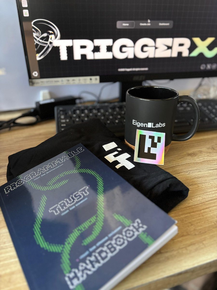 NipunShah412's tweet photo. Thank you @buildoneigen for the goodies and recognition 🙌.
#Web3Innovation #hackathon #triggerX
@eigencloud @_TriggerX https://t.co/EQimv7Qzic