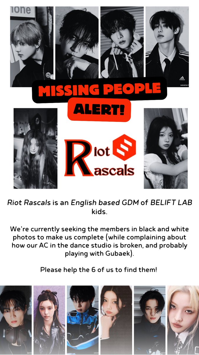ALERT‼️

Riot Rascals is currently seeking the missing 6 members. Help us by spreading this tweet around, and you may leave a reply (please show your quirky side) if you are interested in joining!