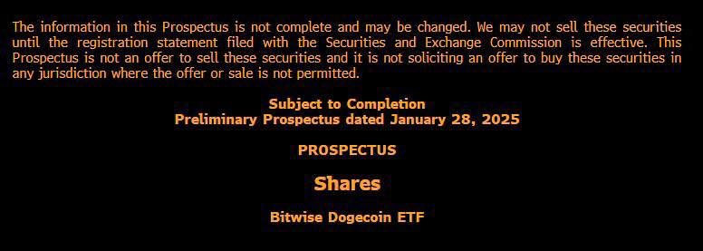 🚨Bitwise Files S-1 for #Dogecoin ETF