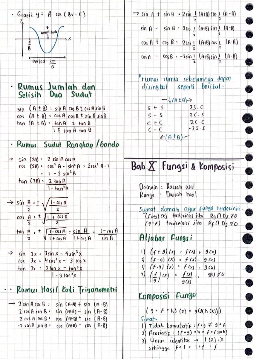 wawopss's tweet image. ⁺˳✧༚ Lanjutan catatan materi PK
7. Persamaan Garis Lurus
8. Sistem Persamaan Linear dan Kuadrat
9. Trigonometri
10. Fungsi &amp;amp; Komposisi
