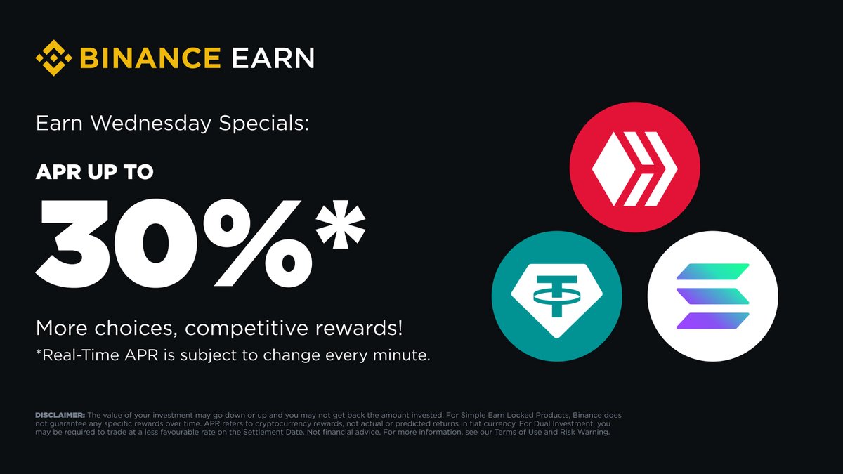 It’s #EarnWednesday! 

New limited-time offers are live.

Don’t miss out 👉 binance.com/en/support/ann…