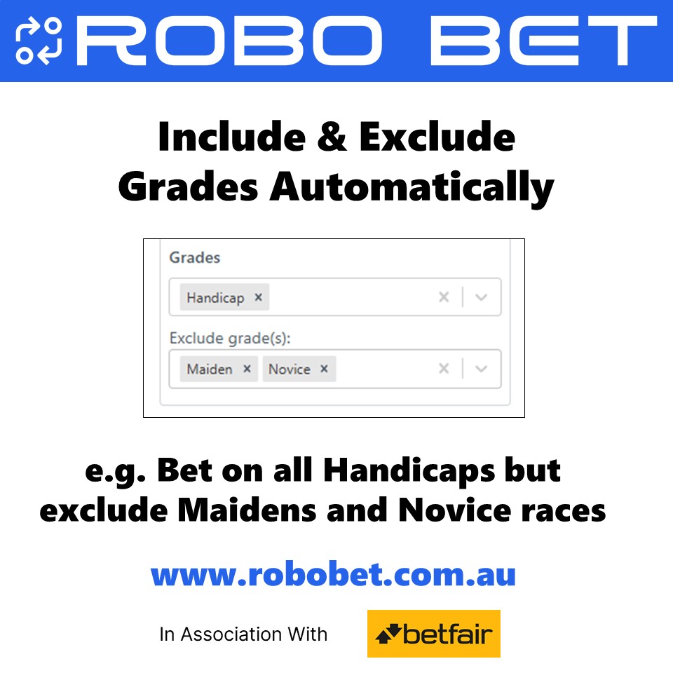 Robo_Bet's tweet photo. https://t.co/q7ifPLSOjC
Filter by racing grades. Include and exclude races by grades. Runs online. No coding or software installation required.
https://t.co/q7ifPLSOjC 18+ what are you really gambling with #robobet #betfair #sportsbetting #cricketbetting #soccerbetting #horseracingbetting #greyhoundbetting #bettingbot #apostas #apostasesportivas #apostasautomaticas