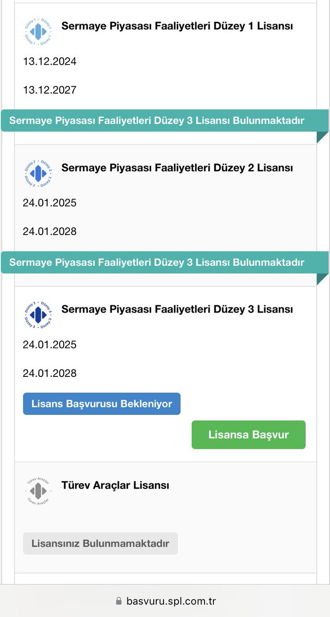 Sermaye Piyasası Faaliyetleri Düzey 3 Lisansını almış bulunmaktayım. 👍Sıradaki hedefim Türev Araçlar Lisansı almak. Tüm bu sınavlara çalışanların hedeflerine ulaşmasını dilerim. 👋