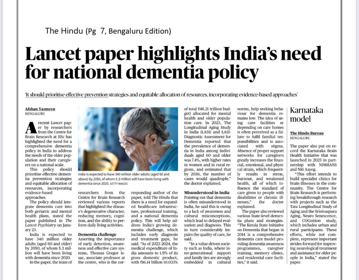 Dinesh Gundu Rao/ದಿನೇಶ್ ಗುಂಡೂರಾವ್ (@dineshgrao) on Twitter photo Proud moment for Karnataka! The <a href="/TheLancet/">The Lancet</a> study highlights the need for a national dementia policy, appreciating Karnataka’s Brain Health Initiative. With <a href="/NIMHANS_BLR/">NIMHANS, Bengaluru</a> & <a href="/NITIAayog/">NITI Aayog</a> , we are strengthening early diagnosis, specialist clinics & caregiver support. A model for Proud moment for Karnataka! The <a href="/TheLancet/">The Lancet</a> study highlights the need for a national dementia policy, appreciating Karnataka’s Brain Health Initiative. With <a href="/NIMHANS_BLR/">NIMHANS, Bengaluru</a> & <a href="/NITIAayog/">NITI Aayog</a> , we are strengthening early diagnosis, specialist clinics & caregiver support. A model for
