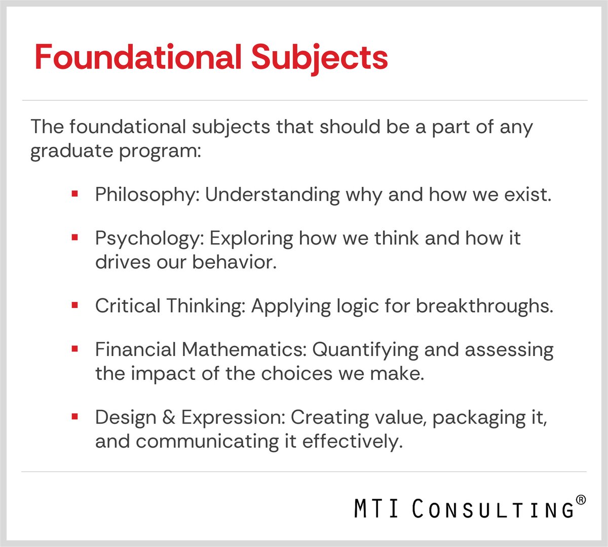 mtiworldwide's tweet image. Foundational Subjects

Learn more about MTI’s Thought Leadership:  mtiworldwide.com/media-thought-… 

#MTIConsulting #MTIStrategicReflections #Education #FutureLeaders