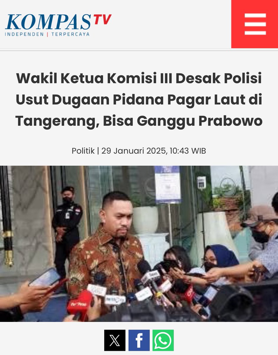 pakmul63's tweet photo. Komisi III DPR RI mulai bicara desak Polri usut kasus PIDANA pagar laut.

Ayo makin nyaring ✊✊✊

#batalkanPSNPIK2 https://t.co/3uKhZV0Iqq