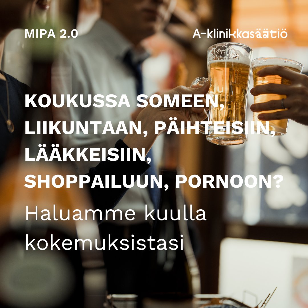 Auta syventämään ymmärrystä riippuvuuden kanssa  elämisestä! Osallistu tutkimukseen ja kerro, miten #riippuvuus vaikuttaa elämääsi. Voit kirjoittaa kokemuksistasi ja/tai vastata kyselyyn vielä tämän viikon loppuun asti. Vastaaminen tapahtuu nimettömästi.
link.webropolsurveys.com/S/6B12E1F6BD9E…