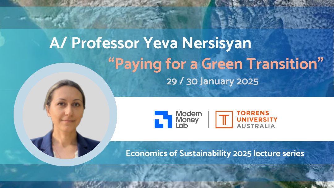There's still time to register for Associate Professor Yeva Nersisyan's free talk on "Paying for a Green Transition" on Thursday 30th January AU 9:00AM AEDT / Wednesday 29th January USA and Europe 5:00PM EST / 10:00PM GMT.  events.humanitix.com/economics-of..…
