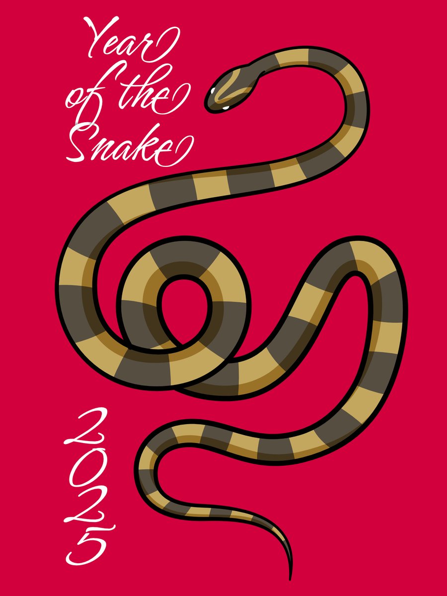 Happy Lunar New Year!!!
🐍 Banded Krait (Bungarus fasciatus)
#LunarNewYear  #YearOfTheSnake #ChineseNewYear #illustration #vector #vectorart #snake #BandedKrait