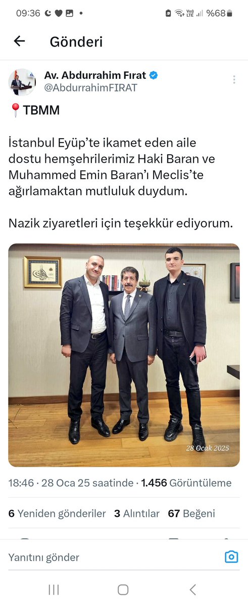 TBMM 'de Değerlimiz Büyüğümüz Ak parti Erzurum Milletvekili Sayın Av. Abdurrahim Fırat beyi ziyarette bulunduk, sıcak karşılaması ve misafirperverliginden dolayı teşekkürlerimizi sunuyoruz.