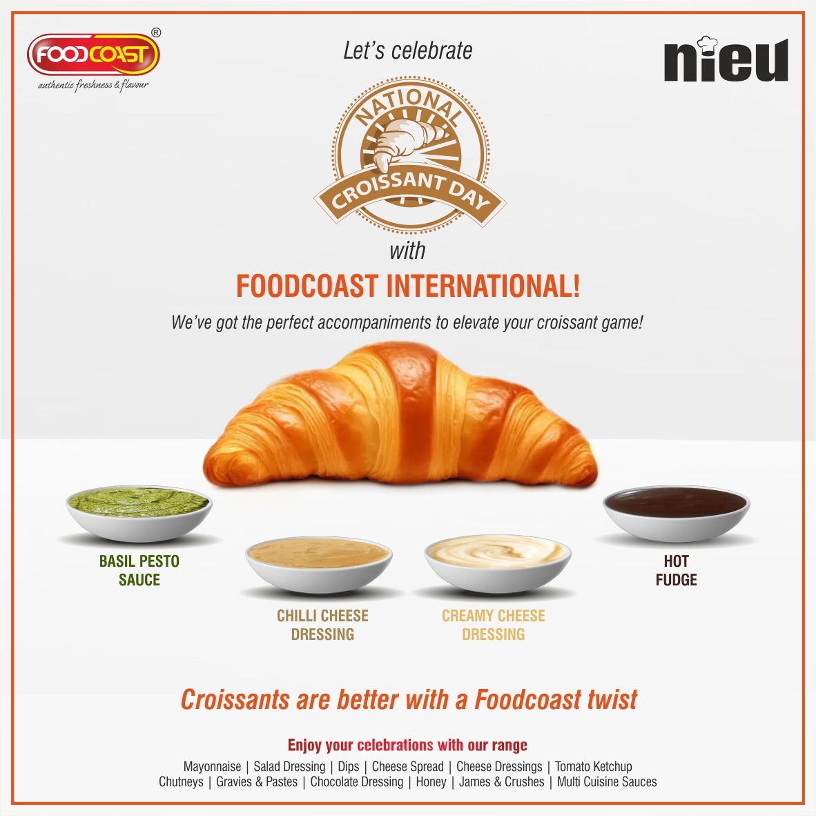 foodcoast_com's tweet image. Flaky, buttery, and irresistibly delicious! This National Croissant Day, celebrate the art of baking with Foodcoast International’s premium ingredients.
#NationalCroissantDay #FoodcoastInternational #bakingperfection #pastrylovers #croissantlove #foodiedelight #foodcoast_int