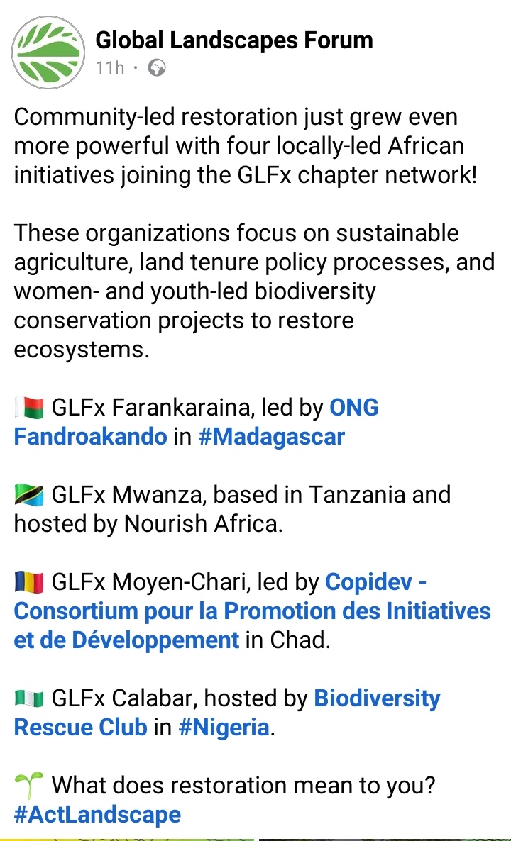 BRC_NG's tweet image. We are enthusiastic about the opportunity for local and cross-national partnership, offered by the GLFx Network of the @GlobalLF one which we consider timely to accelerate collaborative action for achieving a sustainable and climate-resilient planet.

#ThinkLandscape 
#BRC🇳🇬