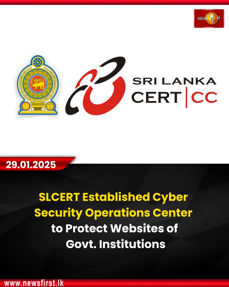 NewsfirstSL's tweet photo. SLCERT Established Cyber Security Operations Center to Protect Websites of Govt. Institutions
Details:https://t.co/9EXI1n5tPg
#news #news1st #newsfirst #update #srilanka #newsupdate #latestupdate #slcert #government #institutions #cybersecurity https://t.co/9Q5wByBTiH