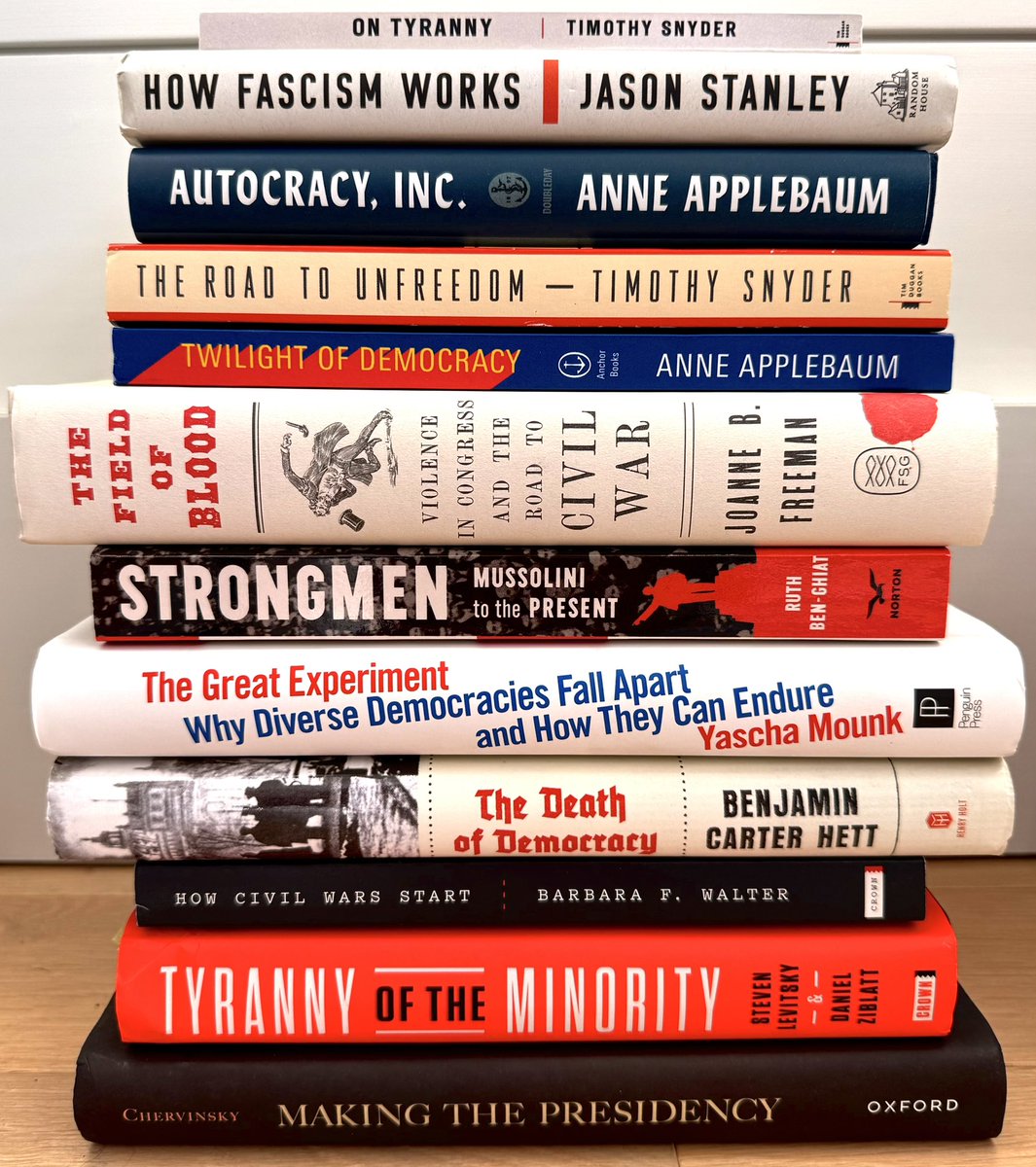 democracyFIRST (@democracyfirst) on Twitter photo 🚨By popular demand, we have another list of books from the United to Preserve Democracy speakers series authors. This list includes books by: <a href="/BenjaminHett/">Benjamin Carter Hett 🇺🇸 🇨🇦 🇺🇦 Слава Україні</a>, <a href="/HC_Richardson/">Heather Cox Richardson (TDPR)</a>, <a href="/dziblatt/">Daniel Ziblatt</a>, <a href="/TimothyDSnyder/">Timothy Snyder</a>, <a href="/jonathanalter/">Jonathan Alter</a>, <a href="/DorisKGoodwin/">Doris Kearns Goodwin</a>, <a href="/RohdeD/">David Rohde</a>, <a href="/lmchervinsky/">Dr. Lindsay M. Chervinsky</a>, & more
🇺🇸📚📚
Enjoy! 🚨By popular demand, we have another list of books from the United to Preserve Democracy speakers series authors. This list includes books by: <a href="/BenjaminHett/">Benjamin Carter Hett 🇺🇸 🇨🇦 🇺🇦 Слава Україні</a>, <a href="/HC_Richardson/">Heather Cox Richardson (TDPR)</a>, <a href="/dziblatt/">Daniel Ziblatt</a>, <a href="/TimothyDSnyder/">Timothy Snyder</a>, <a href="/jonathanalter/">Jonathan Alter</a>, <a href="/DorisKGoodwin/">Doris Kearns Goodwin</a>, <a href="/RohdeD/">David Rohde</a>, <a href="/lmchervinsky/">Dr. Lindsay M. Chervinsky</a>, & more
🇺🇸📚📚
Enjoy!