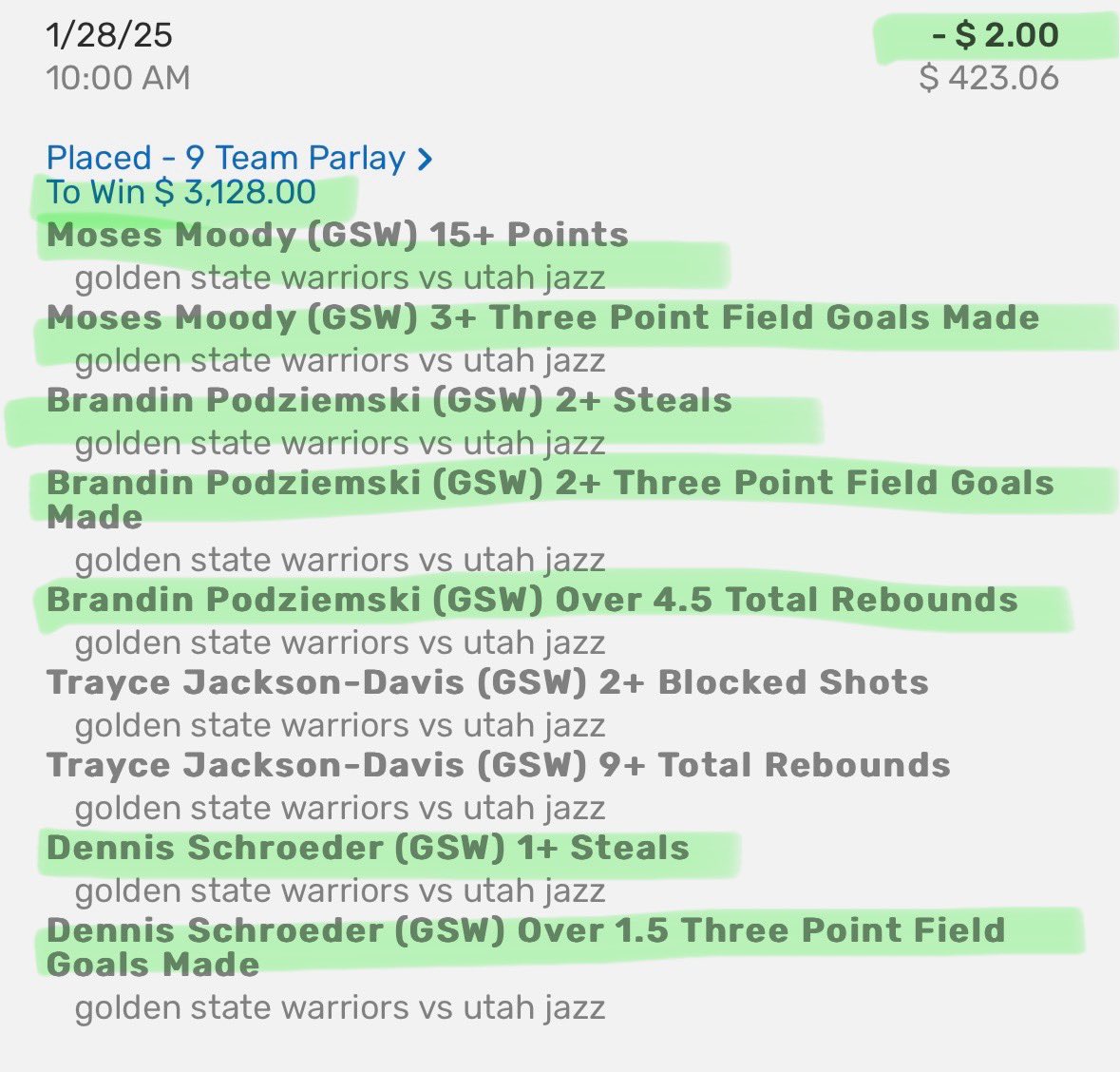 InkByPush's tweet photo. @Chriscrayy5 Local broadcast said “TJD got banged up and injured. Abdominal strain and sprained elbow” 🤮 Almost won $5400 off of $4 https://t.co/zmAeyKxOIt