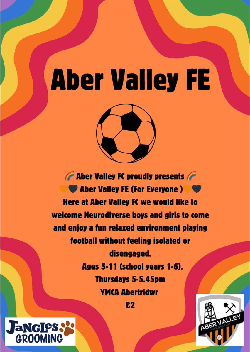 We are very excited about this 🧡🖤

Huge thank you to <a href="/86Dazza/">Daryl Jenkins</a> &amp; Danielle for making this happen.

Aber Valley For Everyone begins this Thursday at the YMCA, and inclusive football session for children with neurodiverse needs 🫶 #COTA 🟠⚫️