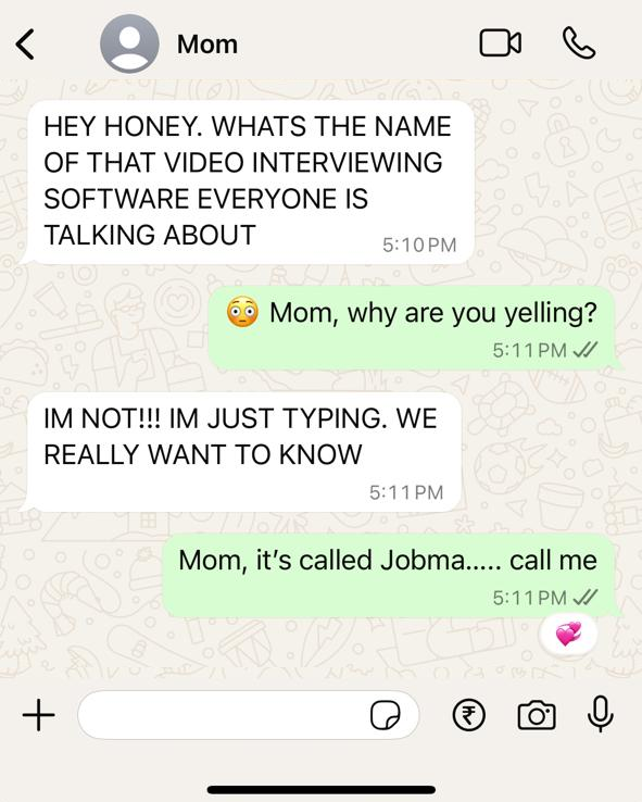 jobmainterview's tweet image. 📢 When even Mom is on the lookout for the best video interviewing software!

#VideoInterviewing #AIinHiring #HiringMadeEasy