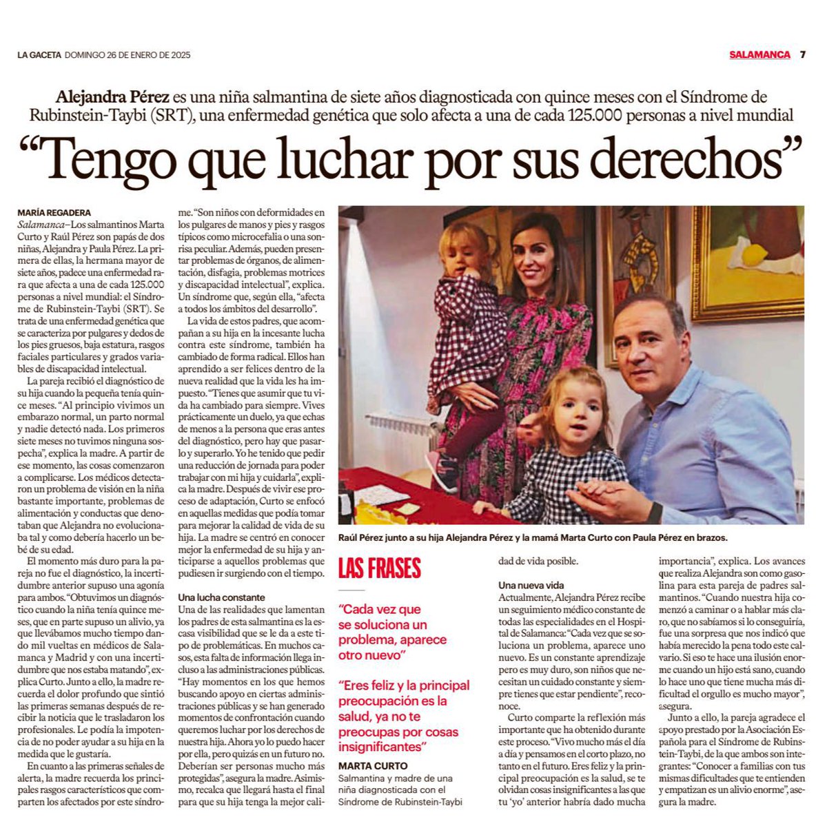 Entrevista con los padres de Alejandra, tiene Síndrome de Rubinstein-Taybi.  Son de Salamanca.  Gracias familia...