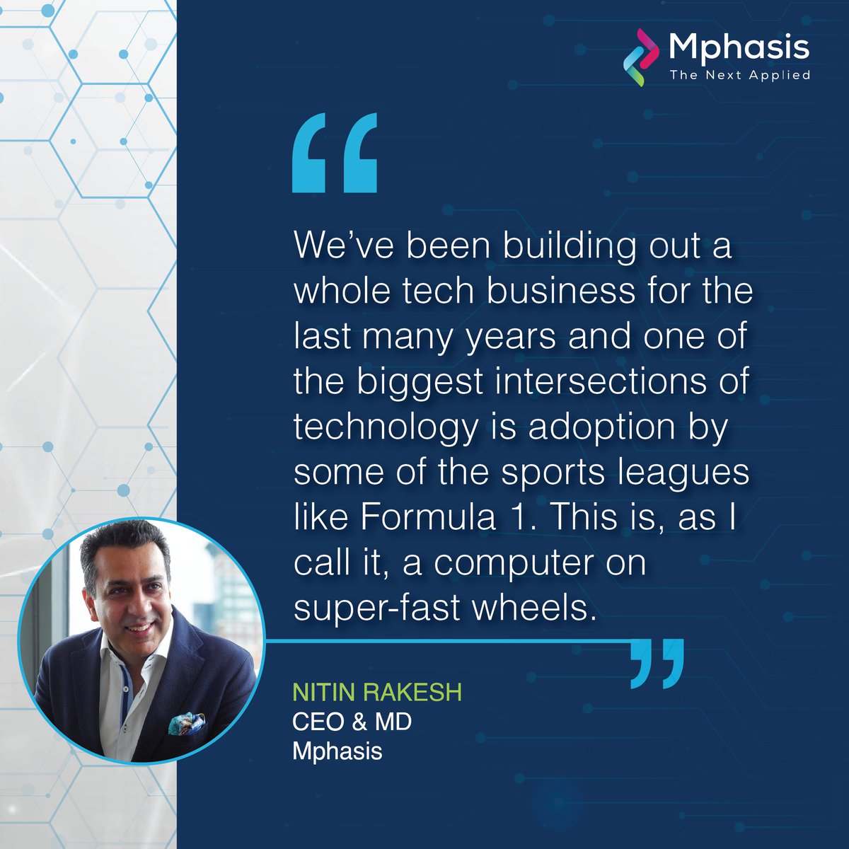 Mphasis's tweet photo. A new era in motorsport innovation. Forbes spotlights the groundbreaking partnership between Mphasis and Haas F1 Team. Learn how we are combining high-performance computing, cloud infrastructure, and real-time analytics to push the limits of precision and performance: https://t.co/GF47HbDUoa

#StayAhead #EngineeringIsInOurDNA