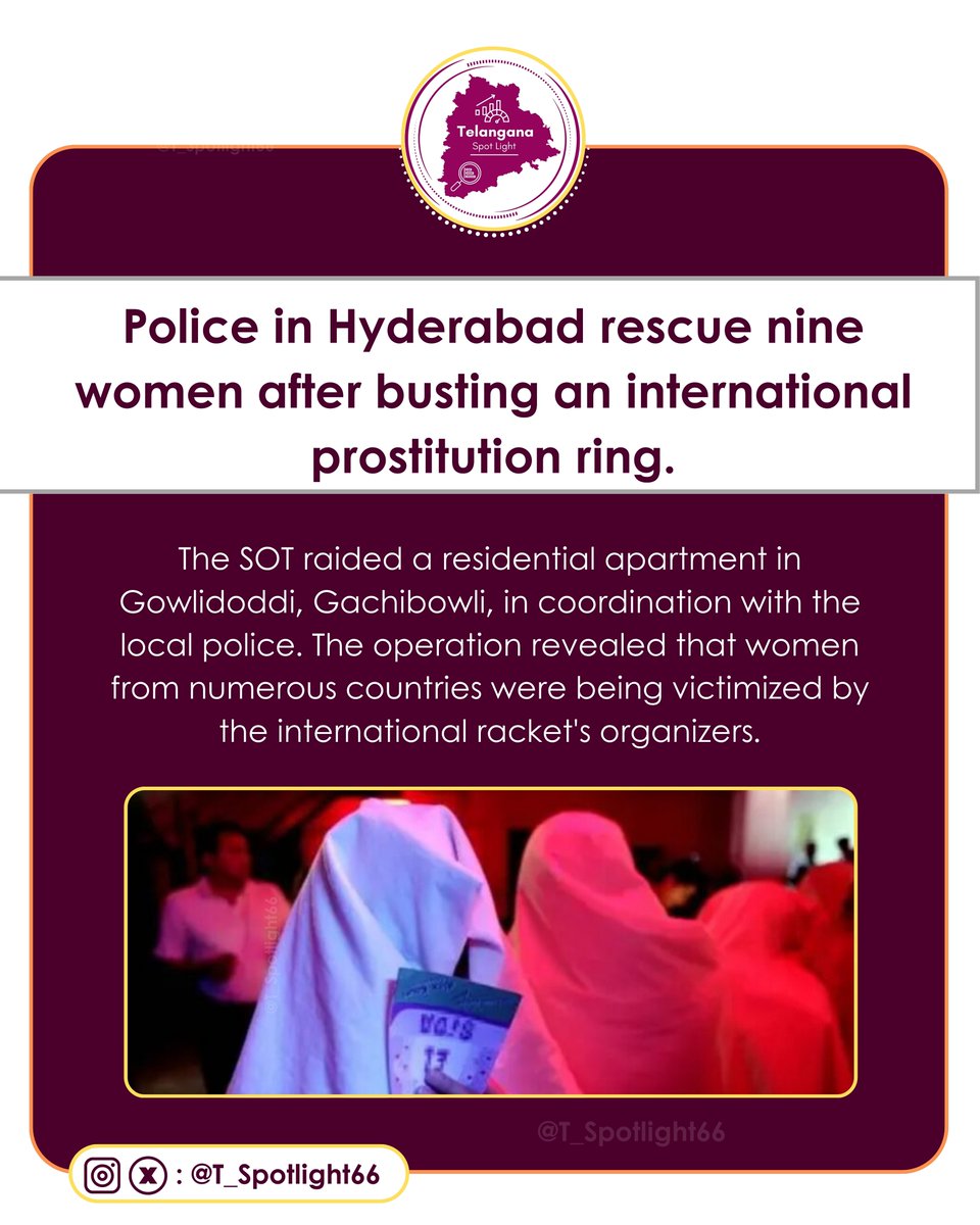 Hyderabad Police busted an international prostitution racket and rescued nine womem.

#Telangana #Hyderabad