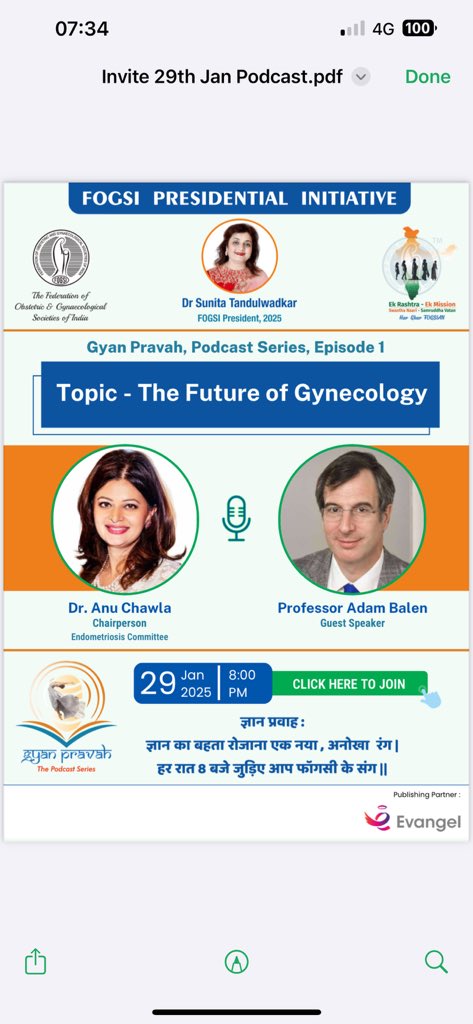 Join Dr Anu Chawla and me for our discussion on the future of gynaecology- today’s FOGSI Podcast at 1430 UK time / 2000 India