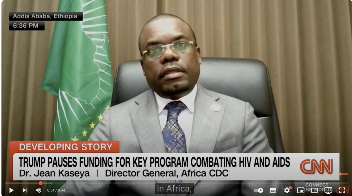 The suspension of U.S. foreign aid is a major threat to Africa’s health security and global health. In a recent <a href="/CNN/">CNN</a> interview, Dr. Jean Kaseya (@JeanKaseya2) stressed the urgent need for funding to fight #mpox, HIV/AIDS, and other health crises across the continent.

A health