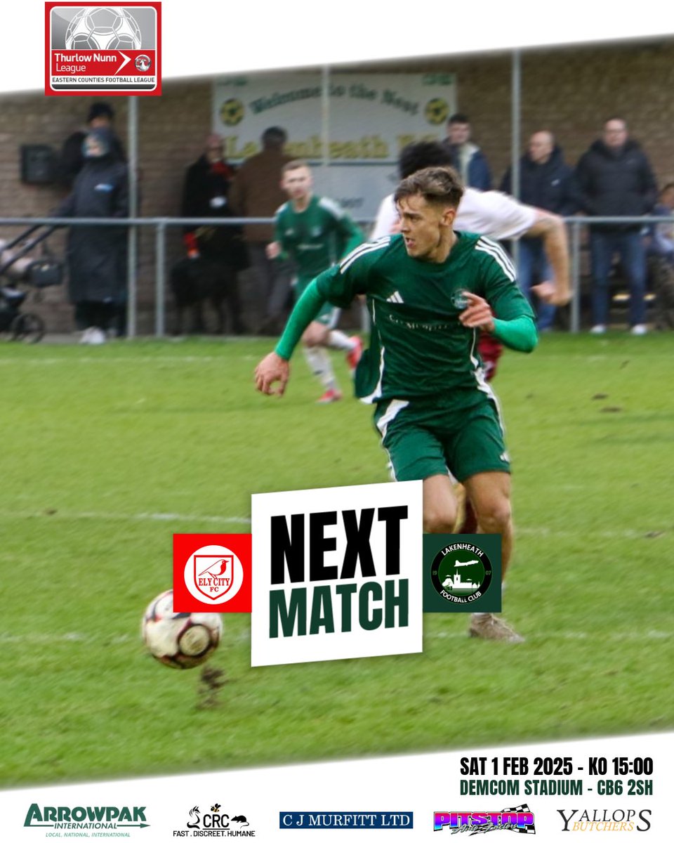 🔴 NEXT MATCH 🔴

🆚 <a href="/ElyCityFC/">Ely City FC</a> 
🗓 Sat 1st Feb 2025
🕒 15:00 KO 
🏆 Thurlow Nunn Prem
🏟 Demcom Stadium - CB6 2SH
💷 Adults £8 - Concession £4 - U16s Free

#uptheheath #thurlownunnprem #localfootball #supportlocal