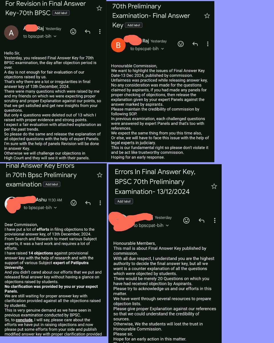 SaninShubham's tweet photo. Hmare Bachhon ka mail dekho Commission, Ye kya kam padhe likhe logon ka mails hai,
Students din raat mail karr raha hai, Propaganda band karo.
@BPSC_Network @dhruv_rathee
@BJP4India
#ReExam
#BpscReExam
#30KoPatnaChalo
#BpscReforms
#Corruption
#Justice https://t.co/RhKj02O4zx