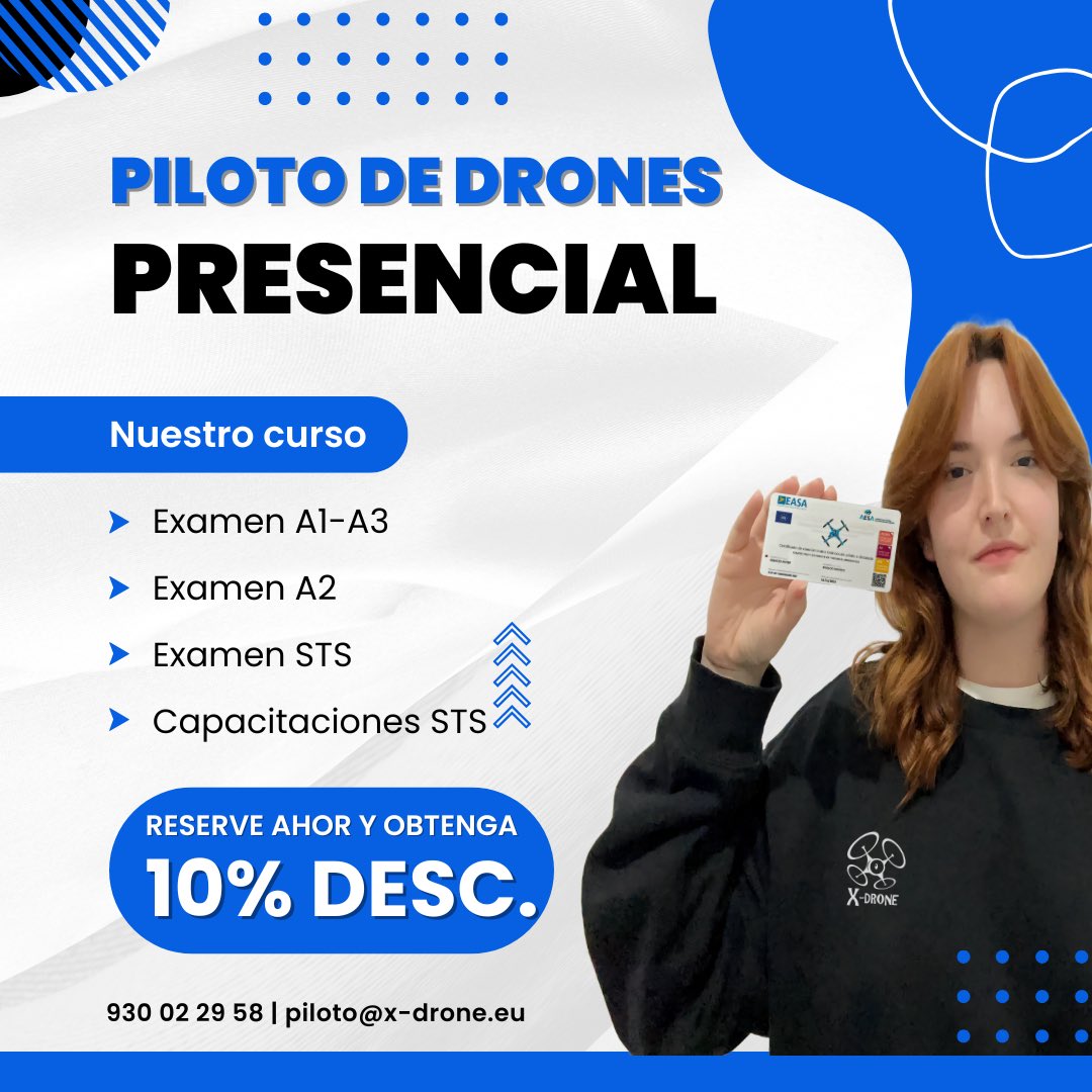 🚁✨ ¡Aún estás a tiempo para lograr tus objetivos de año nuevo!✨🚁  

¿Sueñas con pilotar drones y convertir tu pasión en una profesión? 🎯 Este es tu momento. ¡Inscríbete a nuestro curso presencial de Piloto de Drones Profesionales 🌟  #dji #xdrone #dron #UAS #drones #aesa