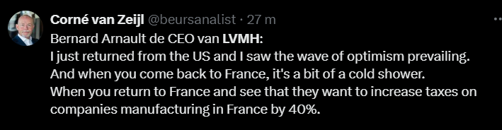 TSimonts's tweet photo. #LVMH: sterke 4Q, na eerdere sterkte bij #Richemont, #Burbery,…
- Omzet: +1% org tot €23,9mld (verw: €23,5mld).
-> Amerika +3% (verw: 0%), Azië -10% (3Q -16%)
-> Lederwaren: +1% (3Q: -3%)
- EBIT: €19,6mld (onder de lat)
Positief voor 2025: VS >10% bij Louis-Vuitton https://t.co/FFq1fL8JcH