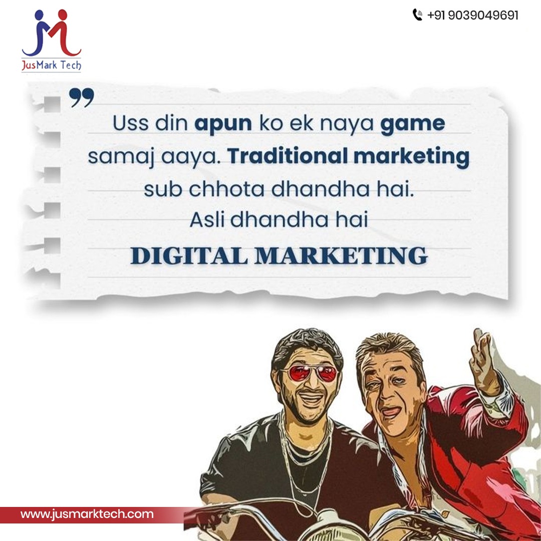 jusmarktech's tweet image. Digital Marketing is the Real Game! 

Traditional marketing? Sab chhota dhanda hai! 
Asli dhanda toh Digital Marketing hai! 

Chai ho ya startup, shop ho ya showroom – online dikhega, tabhi chalega!

JusMark Tech se connect karo aur apne business ko smart banalo!
