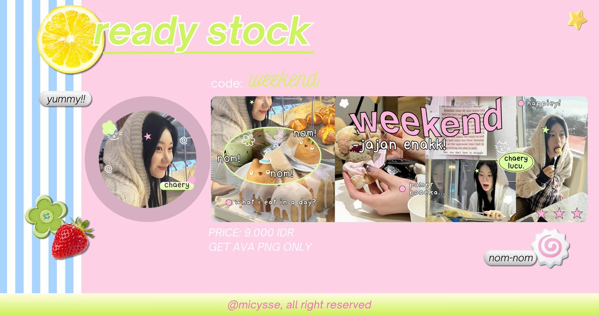 micysse's tweet photo. help rt yaa, terimakasih!

haloo! aku ada layout ready stock chaeryeong, dayeon, isa, krystal yang bisa sung kamu jemput sekarang:3 
pricinya only 9k/each sudah free retext iaa ⭐️___⭐️

#zonauang https://t.co/rWsgVortmo
