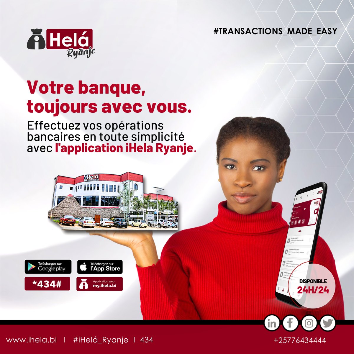 IhelaU's tweet image. Effectuez vos opérations bancaires en toute simplicité avec l&apos;application iHela Ryanje. 
#iHelaRyanje
#Cashpoints
#InnovationFinancière