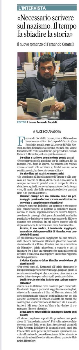 Una mia intervista a «La Gazzetta del Mezzogiorno» di Alice Scolamacchia, per «Sul corpo del diavolo».
E ci si vede stasera a Padova alla Libreria Zabarella, ore 18.30, con Alberto Trentin